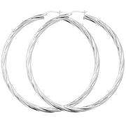 Silver Twisted Hoop Earrings