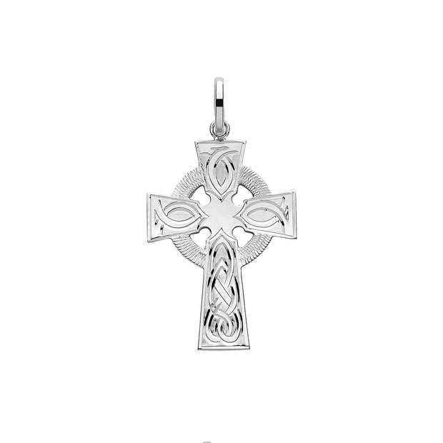 Silver Solid Cross H Engraved