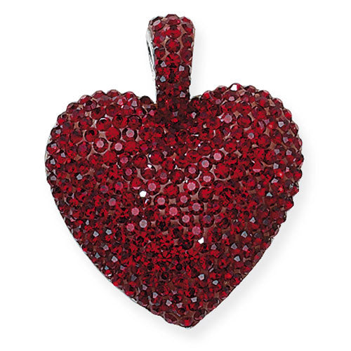 Silver Crystal Red Heart Pendant