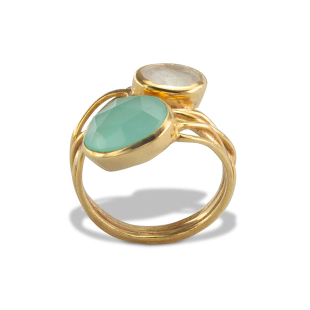Aqua calci  Ring in Vermeil 3.68ct
