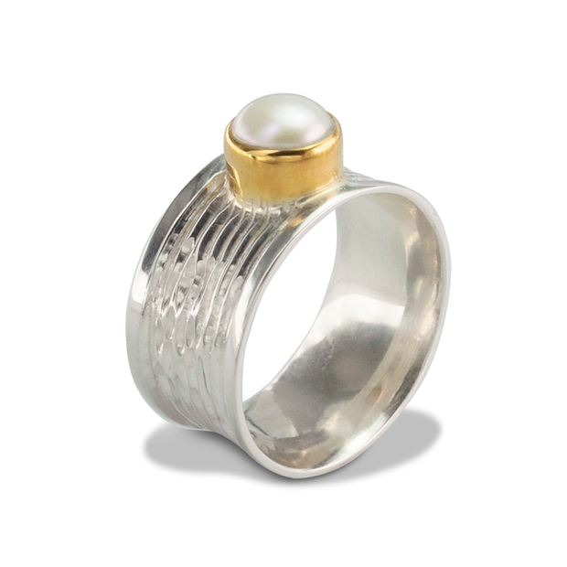 Pearl Ring in GoldPlStSlvr 3.52ct