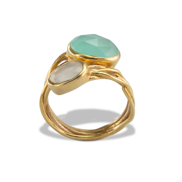 Aqua calci  Ring in Vermeil 3.68ct