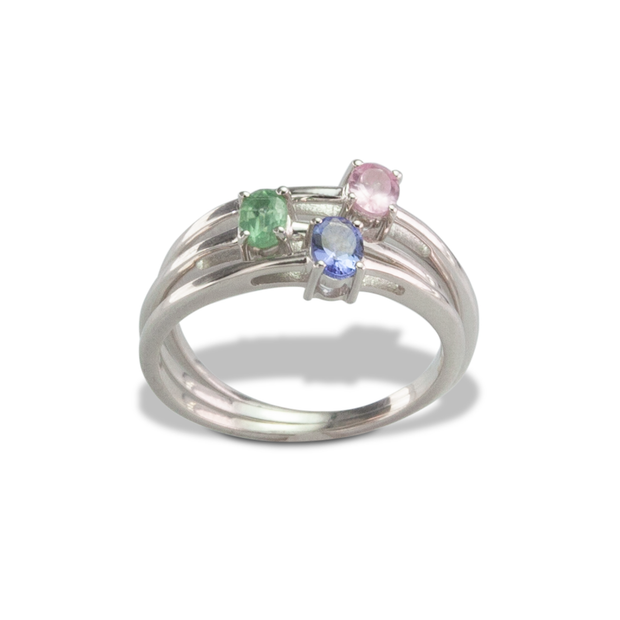 Pink Spinel Ring Set 3 in Sterl.Silver 0.19ct