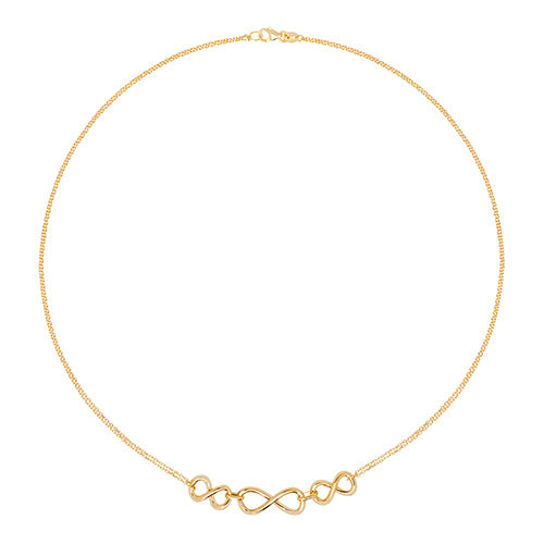 9K Yellow Gold Ladies' 18 Inch Triple Infinity Necklace | Charmé