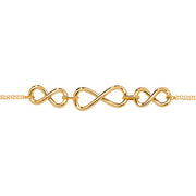 9K Yellow Gold Ladies' 7.5 Inch Triple Infinity Bracelet | Charmé