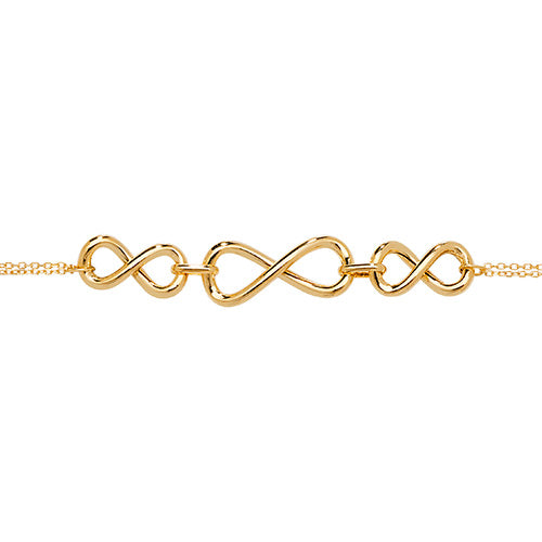 9K Yellow Gold Ladies' 7.5 Inch Triple Infinity Bracelet | Charmé