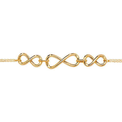 9K Yellow Gold Ladies' 7.5 Inch Triple Infinity Bracelet