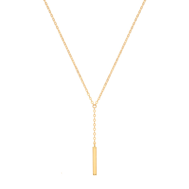 9K Yellow Gold Drop Bar Necklace