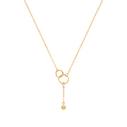 9K Yellow Gold Double Circle With Drop Chain Necklace | Charmé