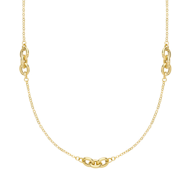9K Yellow Gold Triple Interlocking Circle Necklace