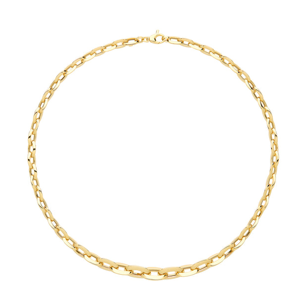 9K Yellow Gold Oval Open Link Necklace