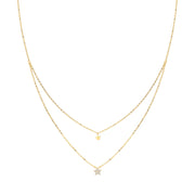 9K Yellow Gold Star Double Chain Necklace
