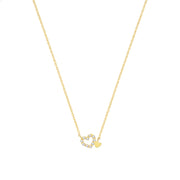 9K Yellow Gold Double Heart Necklace