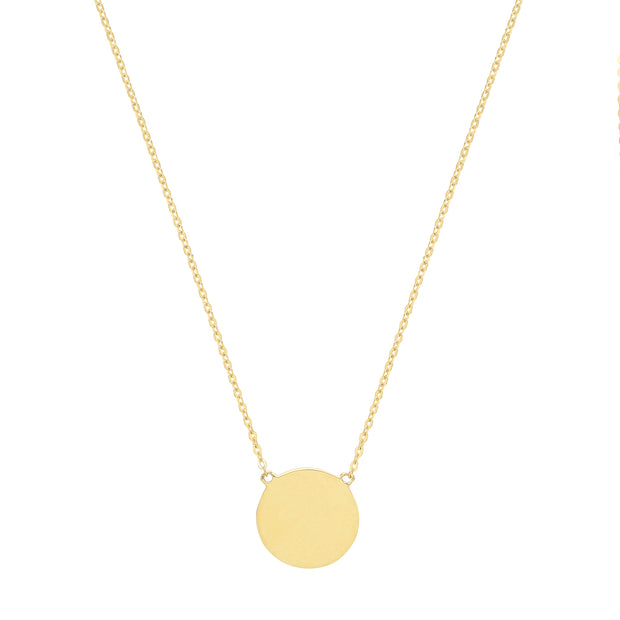 9K Yellow Gold Round Disc Necklace