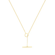 9K Yellow Gold Open Circle & Bar Necklace