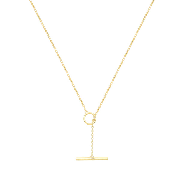 9K Yellow Gold Open Circle & Bar Necklace