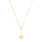 9K Yellow Gold Open Circle & Heart Necklace