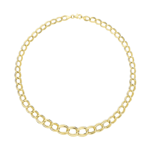 9K Yellow Gold Oval Open Double Link Necklace