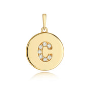 Initital C Diamond Pendant in 9K Gold