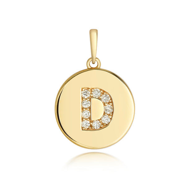 Initital D Diamond Pendant in 9K Gold