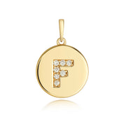 Initital F Diamond Pendant in 9K Gold