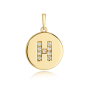 Initital H Diamond Pendant in 9K Gold
