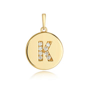Initital K Diamond Pendant in 9K Gold