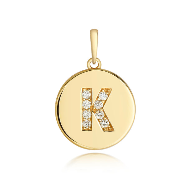 Initital K Diamond Pendant in 9K Gold