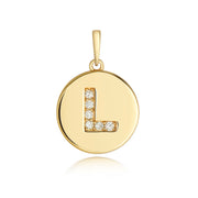 Initital L Diamond Pendant in 9K Gold