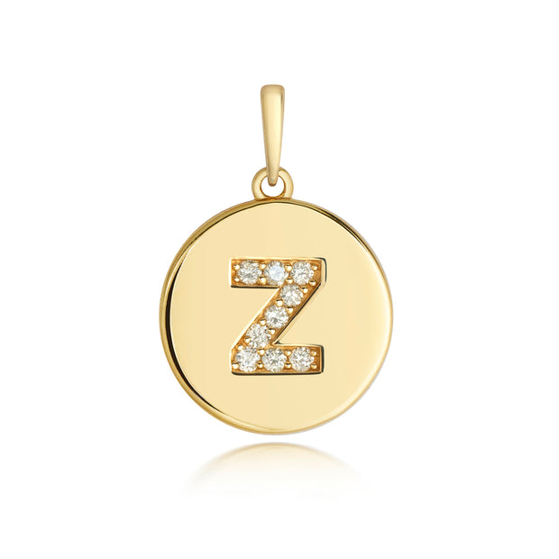 Initital Z Diamond Pendant in 9K Gold