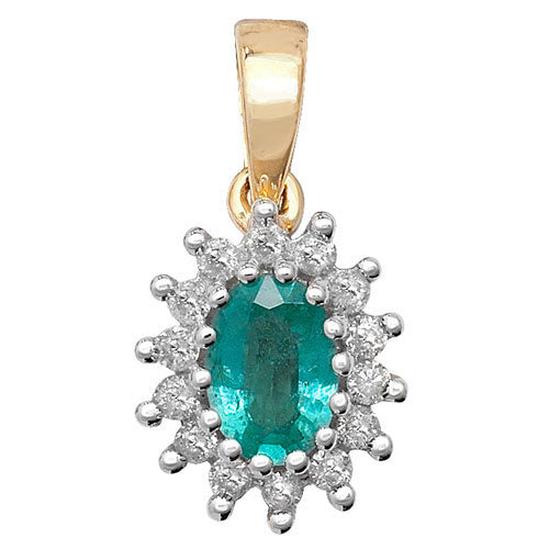 Diamond & Emerald Pendant in 9K Gold