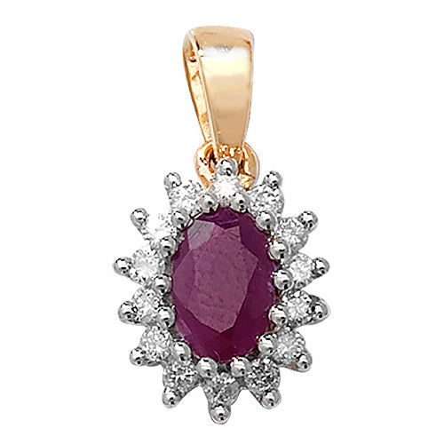 Diamond & Ruby Pendant in 9K Gold