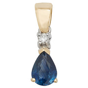 Sapphire & Diamond Pendant in 9K Gold