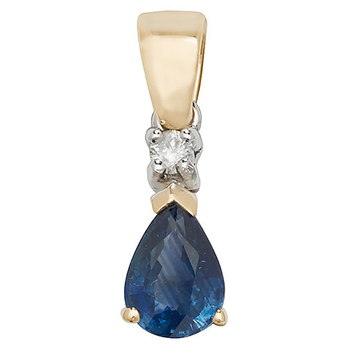 Sapphire & Diamond Pendant in 9K Gold