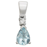 Aquamarine and Diamond Pendant in 9K White Gold