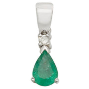 Emerald and Diamond Pendant in 9K White Gold