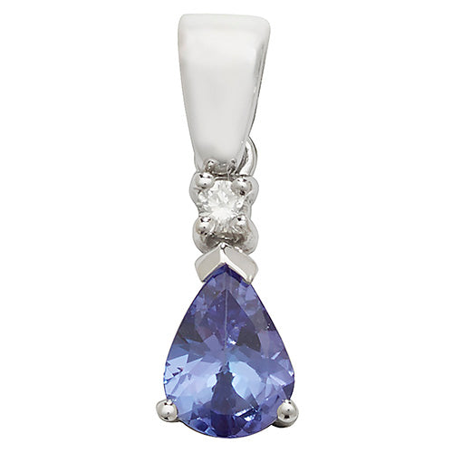 Tanzanite and Diamond Pendant in 9K White Gold