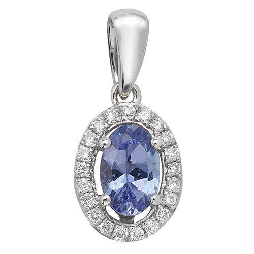 Tanzanite and Diamond Pendant in 9K White Gold