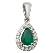 Emerald and Diamond Pendant in 9K White Gold