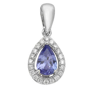 Tanzanite and Diamond Pendant in 9K White Gold