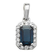 Sapphire and Diamond Pendant in 9K White Gold