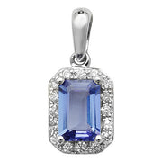 Tanzanite and Diamond Pendant in 9K White Gold