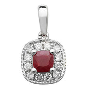 Ruby and Diamond Pendant in 9K White Gold