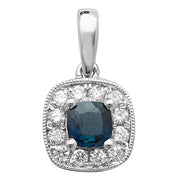 Sapphire and Diamond Pendant in 9K White Gold