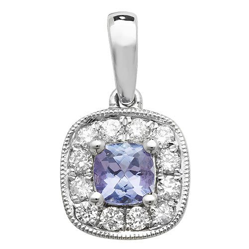 Tanzanite and Diamond Pendant in 9K White Gold