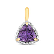 Amethyst & Diamond Pendant in 9K Gold