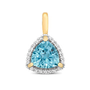 Blue Topaz & Diamond Pendant in 9K Gold