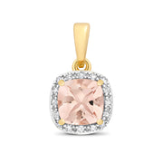 Morganite & Diamond Pendant in 9K Gold