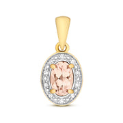 Morganite & Diamond Pendant in 9K Gold