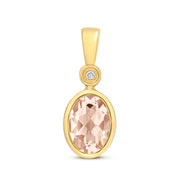 Morganite & Diamond Pendant in 9K Gold